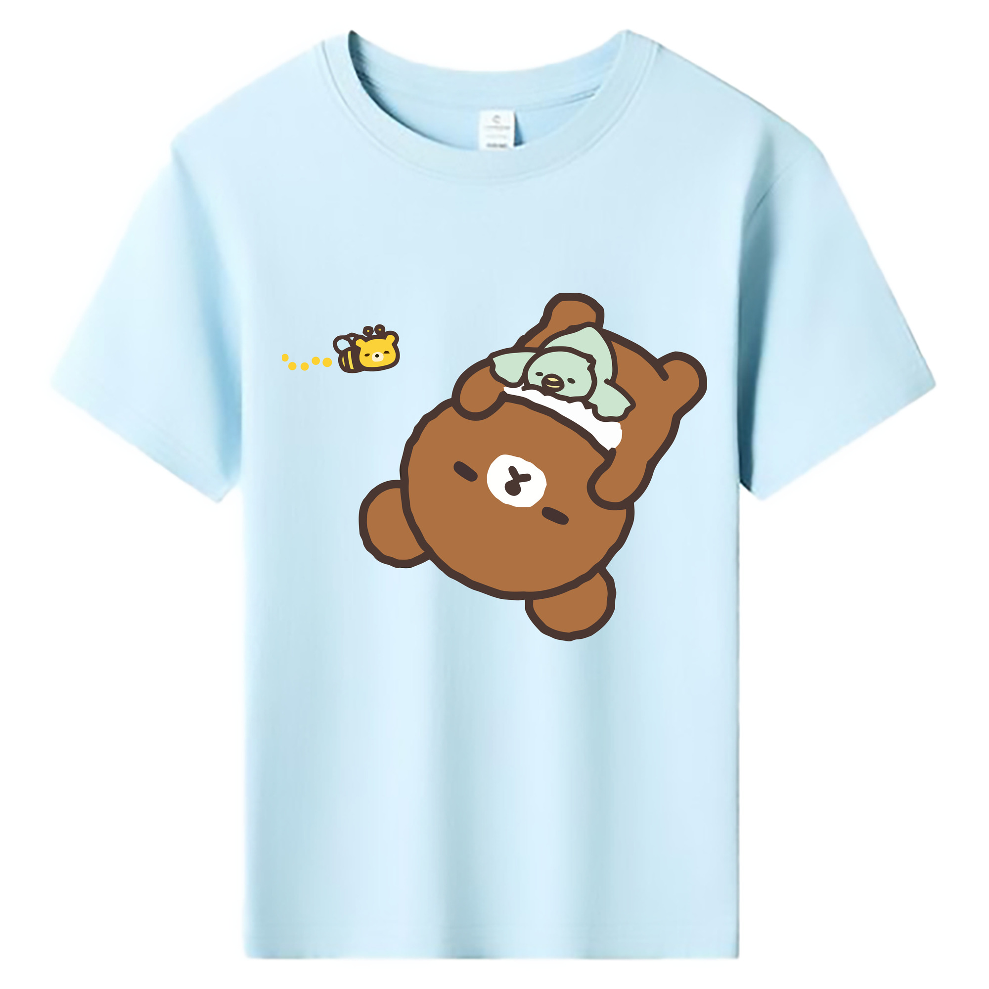 （画像用） リラックマ リラックマ キイロイトリ Rilakkuma Korilakkuma Kiiroitori 綿100％キッズTシャツ（フロントプリント）